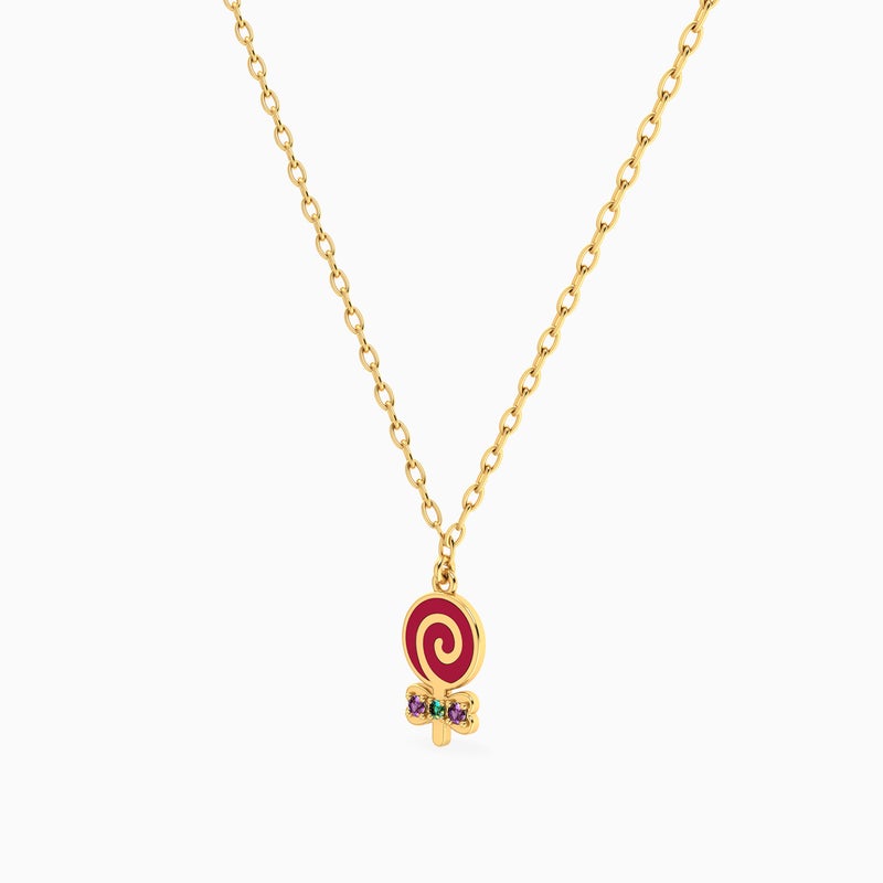 ميس أل'باي لازوردي سلسلة ذهب مصاصة عيار 14 قيراط مزينة بالأحجار الملونة ومطلية بالمينا للأطفال - Image 2